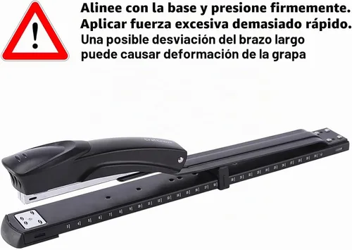 Vista 4 de Engrapadora de largo alcance, con 2000 grapas y removedor de grapas de tira completa, capacidad para 20-25 hojas, con regla integrada y guía de Negro