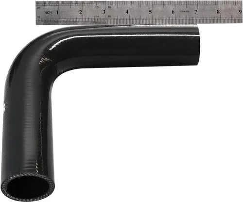 Vista 5 de 1.5" ID, 7" de longitud de pierna, codo de 90 grados, manguera acopladora de silicona, manguera de tubo de silicona universal reforzada de 4 capas