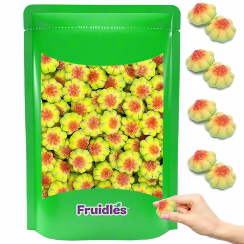 Vista 13 de Fruidles Sour Flowers Gummy Candy, deliciosas gomitas de sabores de frutas recubiertas de azúcar (1 libra)