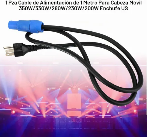 Vista 2 de Cable de alimentación de 3.3 ft para 350 W/330 W/280 W/230 W/200 W cabeza móvil enchufe de EE. UU