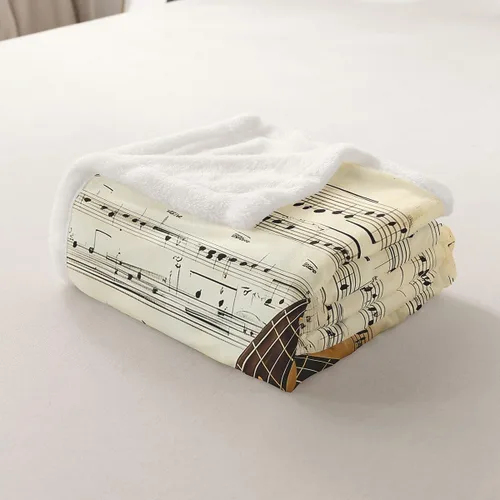 Vista 5 de Castle Fairy Manta de felpa para niños con estampado de guitarra, temática musical, instrumentos de bajo, manta de cama para decoración del hogar