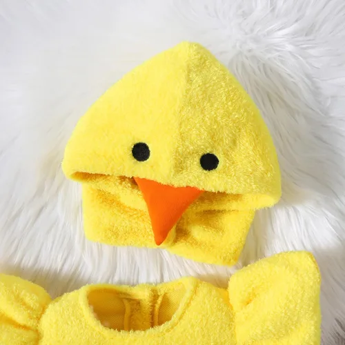 Vista 3 de FOUTTUE Disfraz de pollo para bebé, disfraz de animal de pollo, mameluco de vellón, conjunto de gorro de 9 a 12 meses, ropa para bebé niño
