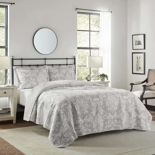 Vista 2 de Laura Ashley - Juego de edredón individual, ropa de cama reversible de algodón con funda a juego, decoración ligera del hogar, ideal para todas