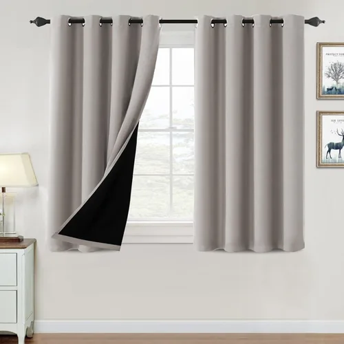 Vista 19 de H.VERSAILTEX Cortinas 100% de opacidad para dormitorio, con aislamiento térmico, cortinas opacas de 63 pulgadas de largo, cortinas de bloqueo