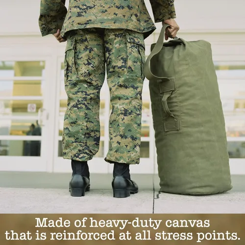 Vista 3 de BaHoki Essentials Bolsa de lona de lona resistente con carga superior para el mar, bolsas de viaje de carga verde militar, forro polar verde
