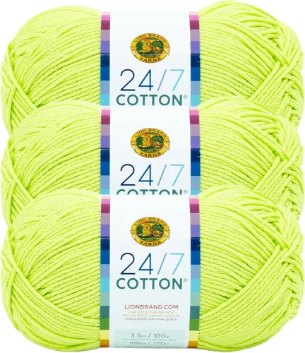 Vista 22 de Lion Brand Yarn - Hilo ligero 24/7 de algodón para tejer, hacer ganchillo y manualidades, Ámbar, paquete de 1 Light Worsted 100% Mercerized Cotton