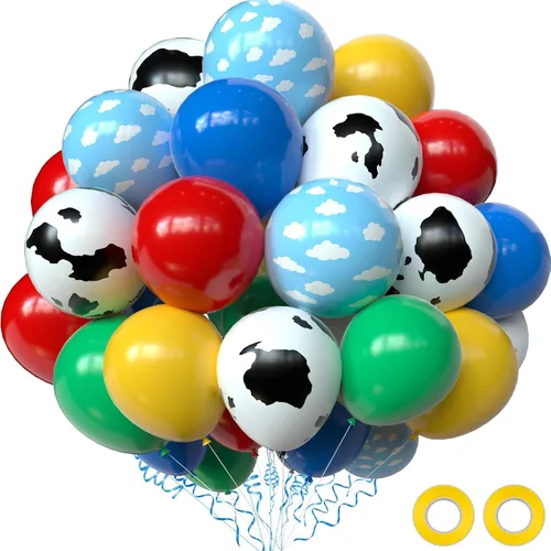 Vista 13 de Kit de 72 globos de confeti negro y dorado, globos negros, dorados y blancos de 12 pulgadas y globos de confeti dorado con cintas para globos