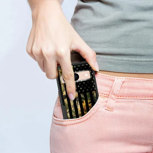 Vista 5 de Funda para Pixel 6A, funda híbrida de doble capa resistente a prueba de golpes de policarbonato duro de silicona suave TPU para Google Pixel 6A