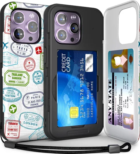 Vista 7 de TORU CX Slim - Funda tipo cartera para iPhone 14 Pro Funda protectora a prueba de golpes resistente con tarjetero oculto y ranura para tarjetas