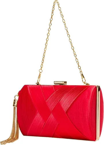 Vista 2 de Elegante bolsa de noche de seda con colgante de borla para mujer bolso de mano para novia boda graduación fiesta de salida nocturna