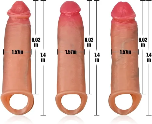 Vista 3 de SXOVO Consoladores realistas de silicona líquida para el pene, 3 piezas para el pene, juguete sexual realista de vetas y glande para pene, juguete