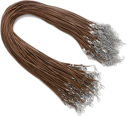Vista 9 de 100 piezas de cordón encerado para collar con cierre, collar a granel, cuerda, pulsera, cuerdas para hacer joyas, colgantes, suministros