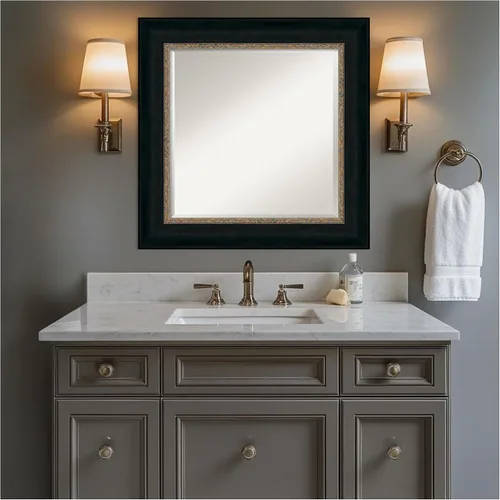 Vista 6 de Amanti Art Bronze Bathroom Mirror for Over Sink, 27x27 Paragon Bronze Square Vanity Mirror, Medium Traditional Frame, Hangs Horizonally and