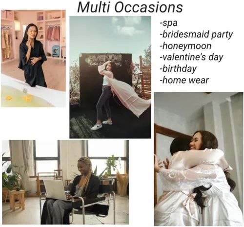 Vista 6 de Batas largas para mujer, kimonos sedosos, bata de baño de longitud completa, ligera, ropa de dormir suave de satén para dama de honor