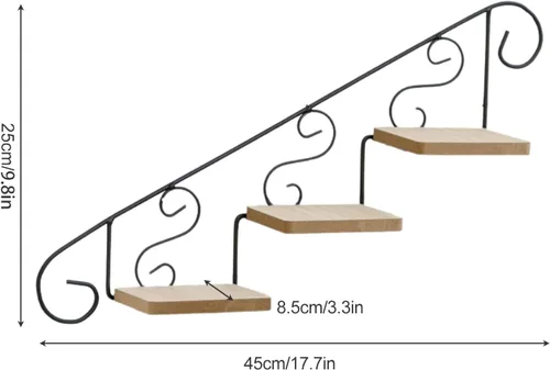 Vista 3 de Wnvivi 2 piezas de soporte para macetas en forma de escalera, estante retro para colgar en la pared, estante creativo abierto montado en la pared