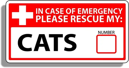Vista 2 de Calcomanías de advertencia de emergencia de primeros auxilios para gatos y gatitos, rescate de seguridad, bombero, fuego, animales, ayuda a salvar