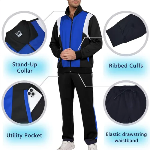 Vista 4 de Men's Sports Tracksuit Sets Casual Full Zip Jogging Sweat Suits Men 2 Piece Set