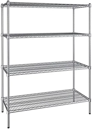 Vista 156 de Kit de 4 estantes de epoxi verde NSF de 21 x 72 pulgadas con postes de 86 pulgadas, estantería de almacenamiento resistente, kit de estantería