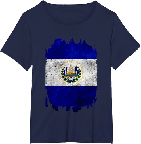 Vista 13 de Camiseta con bandera de El Salvador de El Salvador con diseño de bandera de El Salvador, Negro, S