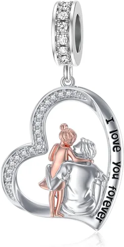Vista 225 de PROESS Dije para padre, madre e hija, pulsera de plata de ley para pulseras, regalos de cumpleaños, día de San Valentín, para hija, madre, amante