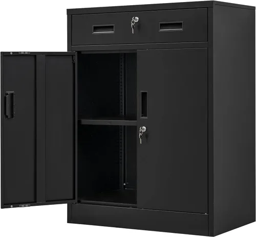 Vista 8 de Armarios de almacenamiento de metal, archivador de metal con 2 cajones de bloqueo, armarios de almacenamiento con cerradura para oficina, hogar