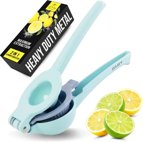 Vista 42 de Zulay Kitchen Exprimidor de hierro fundido, exprimidor de naranja resistente con coladores desmontables para una fácil limpieza, prensa de cítricos