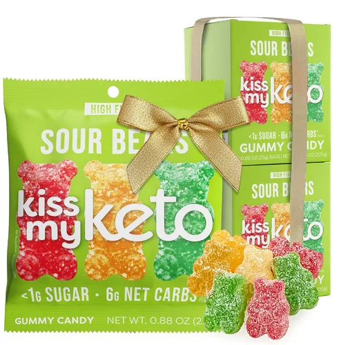 Vista 17 de Kiss My Keto Gomitas sin azúcar, mordeduras de bayas, paquete de 8 – Satisface los antojos mientras te mantienes en cetosis – Alto en fibra, 0.17 oz