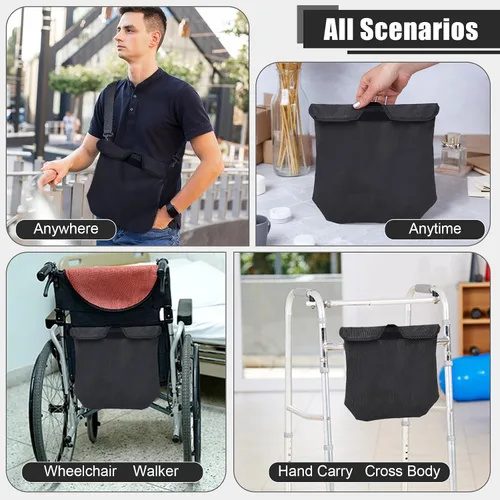 Vista 6 de Fundas para bolsa de catéter de 67.6 fl oz con cubierta de tubo, bolsa de drenaje de privacidad, correa ajustable, suministros de catéter suave