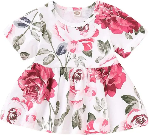 Vista 2 de CARETOO Conjunto de pantalón de manga larga con estampado floral y volantes para niñas