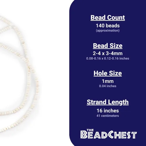 Vista 4 de The Bead Chest Cuentas de coco natural blanco (0.157 in)