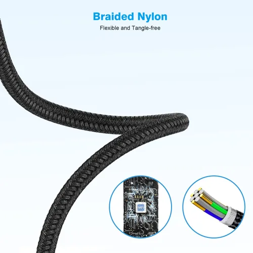 Vista 5 de Cargador de iPhone de 10 pies, bloque de carga rápida para iPhone de doble puerto USB, adaptador de enchufe de pared de 2 paquetes y cable de carga