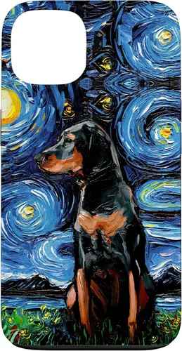 Vista 7 de Black and Tan Coonhound Starry Night Art – Dog Lover Gift Case for iPhone 17