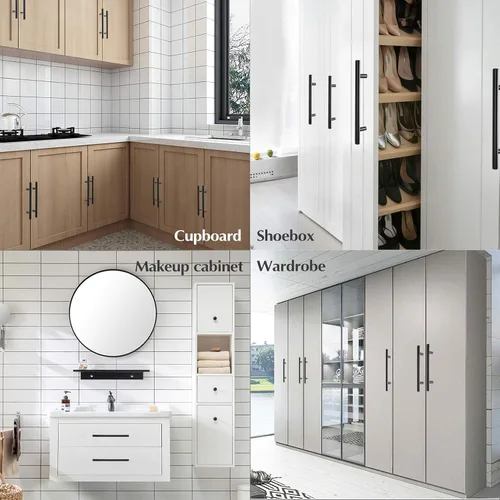 Vista 5 de Tiradores modernos de gabinete de cocina de 6 pulgadas, tiradores de gabinete de acero inoxidable negro mate para cajones de tocador, 6 pulgadas