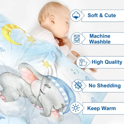 Vista 3 de J&SBGFT Manta de Bebé Personalizada para Niños - Manta con Nombre Personalizado para Niños Pequeños, Niños - Manta Decorativa de Guardería Cochecito