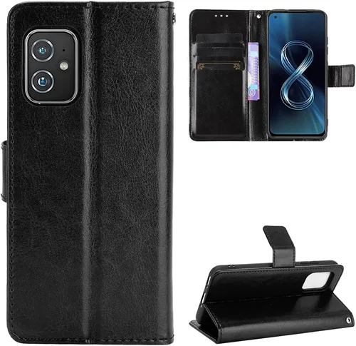 Vista 7 de Funda para Asus ZenFone 8, funda de cuero con tapa para Asus ZenFone 8 ZS590KS Case Gold Oro