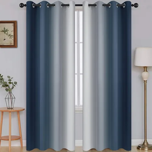 Vista 19 de SimpleHome Cortinas degradadas degradadas para oscurecer la habitación de 36 pulgadas de largo para dormitorio, con ojales y bloqueo de luz Negro