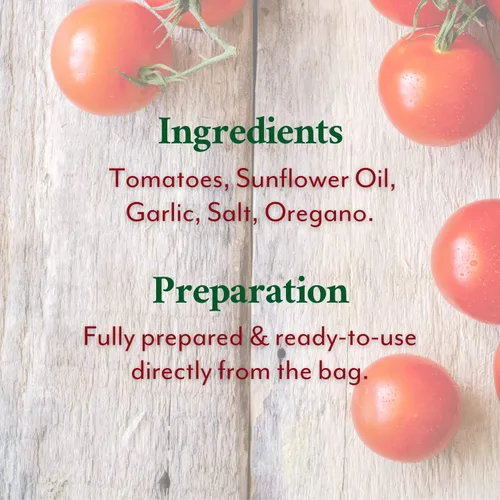 Vista 6 de Roland Foods Horno Tomates tostados, Marinados con ajo y orégano, Alimentos importados especializados, - Bolsa de cereza 32 onzas