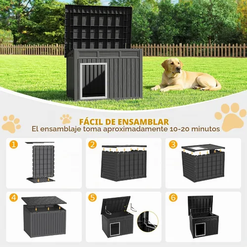 Vista 7 de Fancyango Casa grande para perros para interiores y exteriores, resistente a la intemperie y techo extraíble, se adapta a perros pequeños a grandes