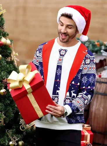 Vista 5 de Arvilhill - Sudadera estampada estilo Ugly Christmas (fea Navidad) para hombres, sudadera unisex de manga larga con gráficos divertidos