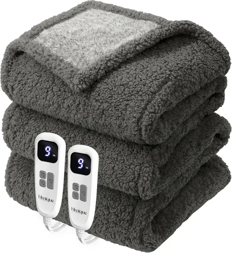 Vista 13 de Heated Blanket Electric Blanket Queen - Fast Heating Blanket Throw Dual Control Double Sided Sherpa with 10 Heating Levels & 2-10 Hours Auto Off