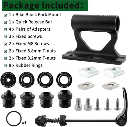 Vista 3 de Soporte para horquilla de bicicleta, rack de horquilla de bicicleta de liberación rápida mejorado con 4 adaptadores para transporte y almacenamiento