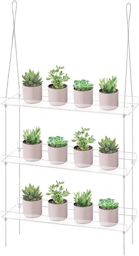 Vista 11 de Sumerflos Cajas de ventana de acrílico de 2 niveles para ventana de cocina, dormitorio, sala de estar, 16 pulgadas, flores de pared de 16 pulgadas
