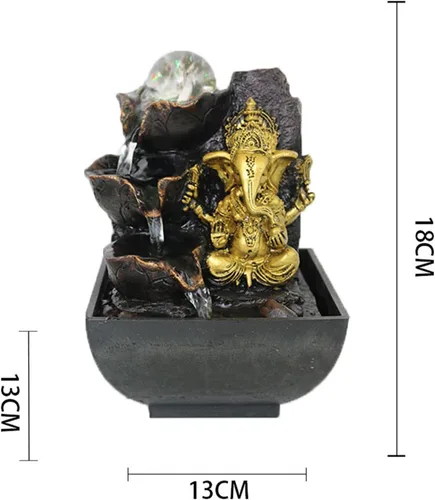 Vista 6 de Ganesha - Estatua de mesa, fuente de mesa, escultura de elefante, figuras de elefante hechas a mano para bar, cafetería, acento decorativo, regalo