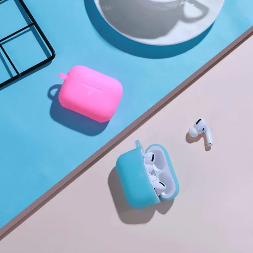 Vista 5 de Funda de silicona compatible con Apple AirPods Pro, funda protectora con mosquetón para AirPods 3 (luz de LED frontal visible)
