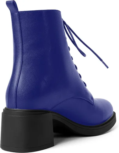 Vista 74 de ROSERWISH Botas altas de tacón bajo y grueso para mujer, con cordones, cómodas, modernas, con puntera redonda, de 2.5 pulgadas