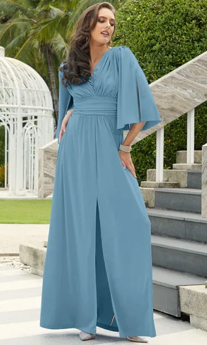 Vista 2 de KOH KOH Vestido largo para dama de honor, cóctel, noche, manga corta, para mujer