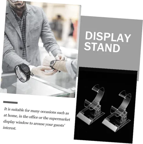 Vista 5 de Cabilock Soporte de plástico transparente para reloj, 2 piezas, vitrina de joyas de plástico, vitrina de reloj, relojes para hombre, soporte