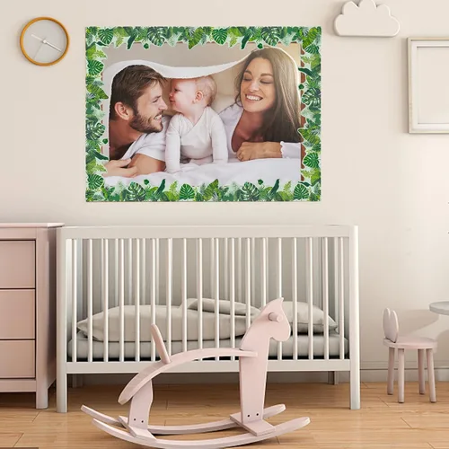 Vista 4 de 66 pies de bordes para tablero de anuncios, borde laminado recto con patrones de hojas tropicales verdes para decoración de pizarra de regreso a