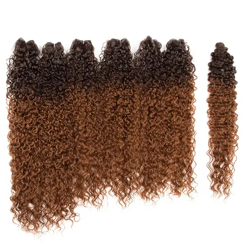 Vista 8 de 7 mechones de cabello sintético rizado tipo afro de 22, 24 y 26 pulgadas (7.76 oz) elaborado con fibra de alta temperatura. 1b