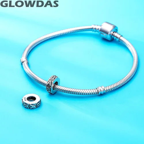 Vista 3 de Dijes espaciadores de letras de la A a la Z, plata de ley 925 antigua con 26 cuentas de goma del alfabeto, se adapta a pulseras europeas, regalos